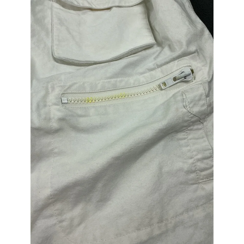 Banana Republic Vest Mens M White Military Jacket Cotton Canvas Pockets Zip